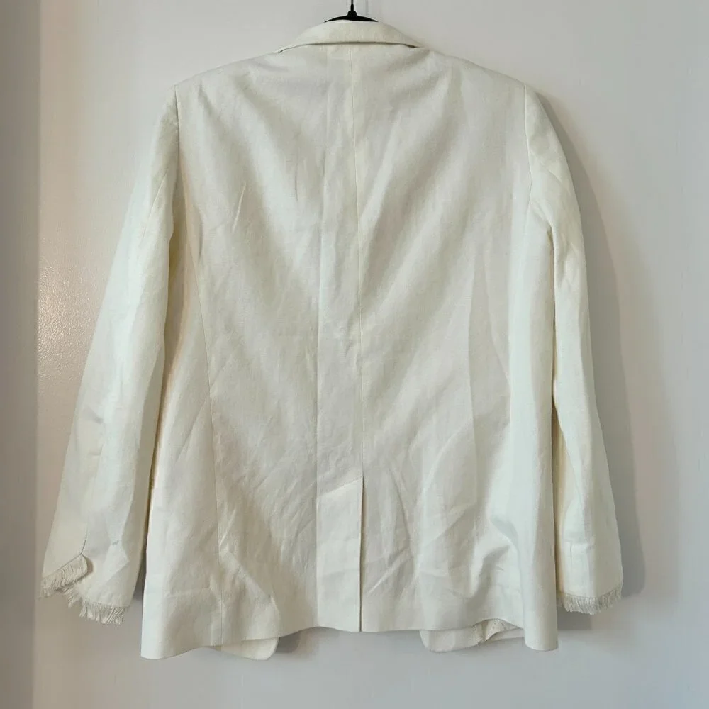 Zadig & Voltaire Volly Frange Ivory Open Front Blazer Jacket Size 36 - Picture 11 of 12